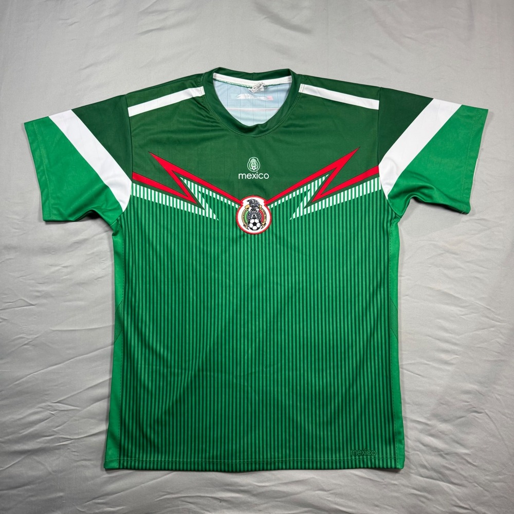Mexico National Team Soccer Jersey Green Striped Mens M Athletic Lightweight